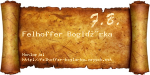 Felhoffer Boglárka névjegykártya